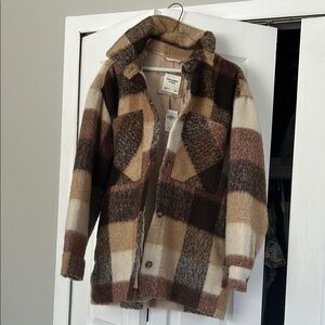 Abercrombie & Fitch Plaid Jacket in Brown and Cream